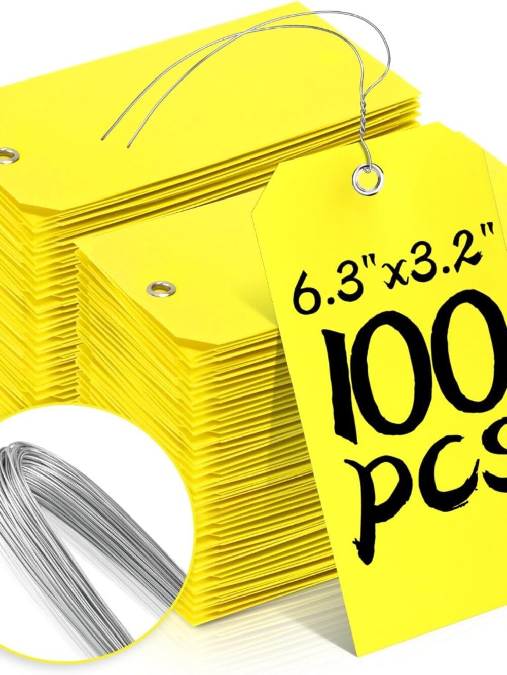100 Pcs Waterproof Tags Writable Plastic Tags for Labeling Tag with Wire Tie Lar